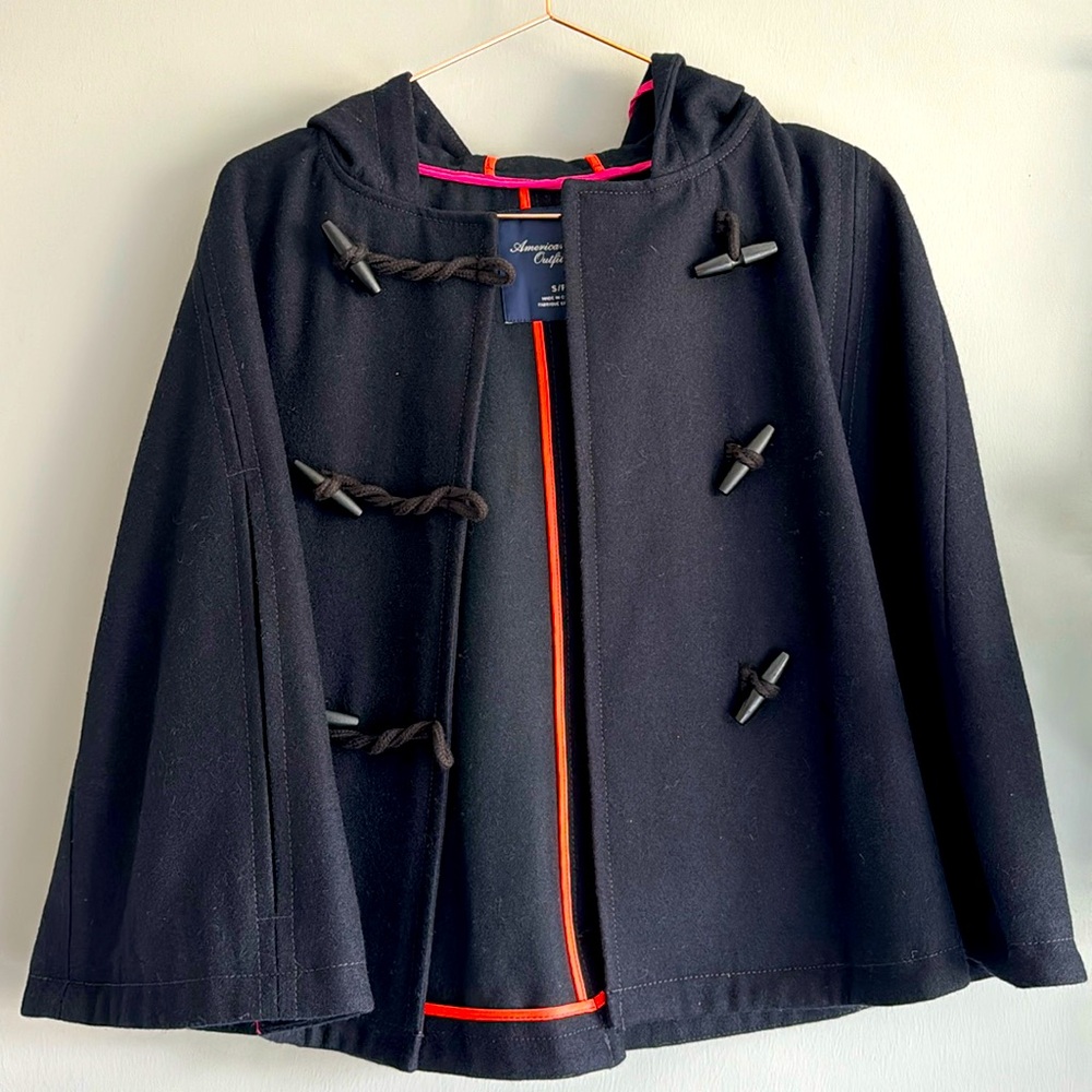 American Eagle Navy Blue Hooded Cape, size small